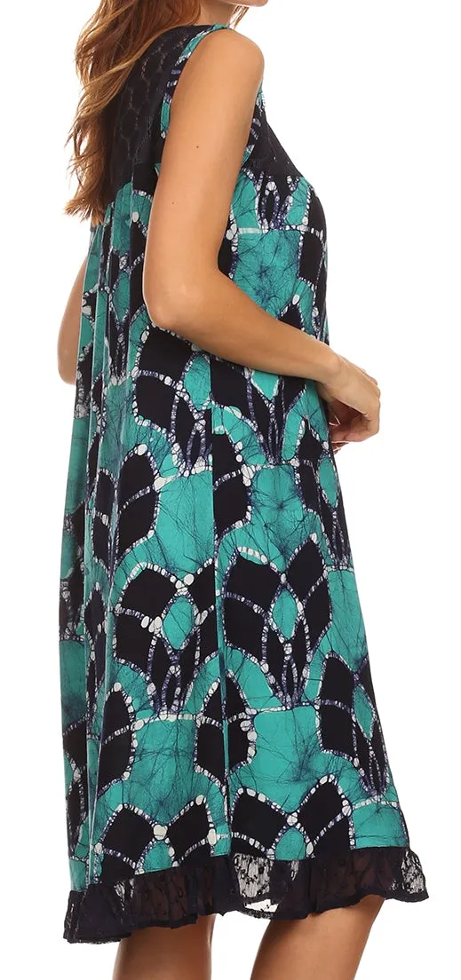 Sakkas Mindy Two Tone Sleeveless Mid Length Dress