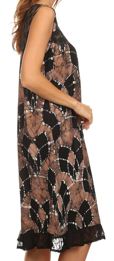 Sakkas Mindy Two Tone Sleeveless Mid Length Dress