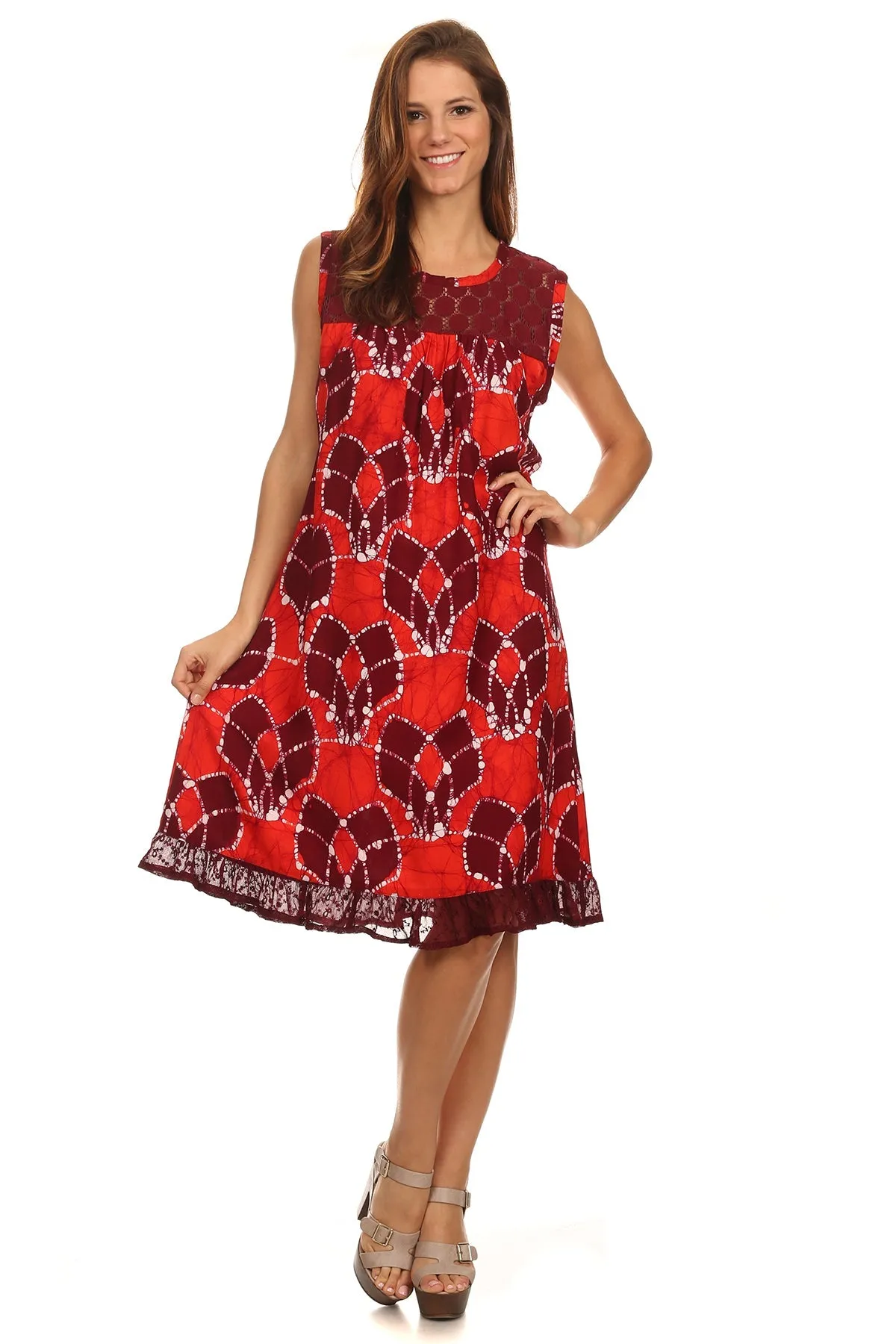 Sakkas Mindy Two Tone Sleeveless Mid Length Dress