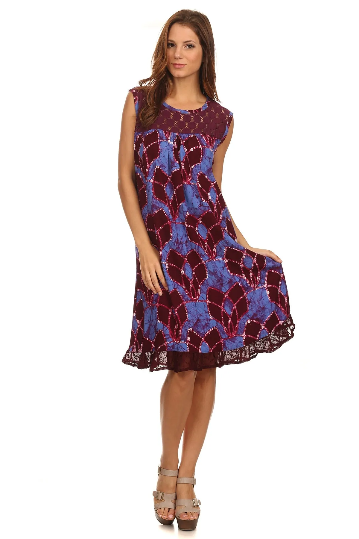 Sakkas Mindy Two Tone Sleeveless Mid Length Dress