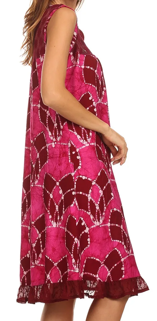 Sakkas Mindy Two Tone Sleeveless Mid Length Dress