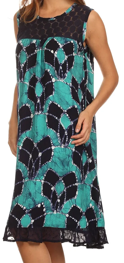 Sakkas Mindy Two Tone Sleeveless Mid Length Dress