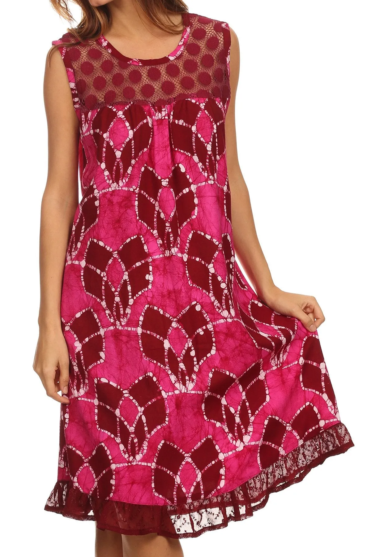 Sakkas Mindy Two Tone Sleeveless Mid Length Dress
