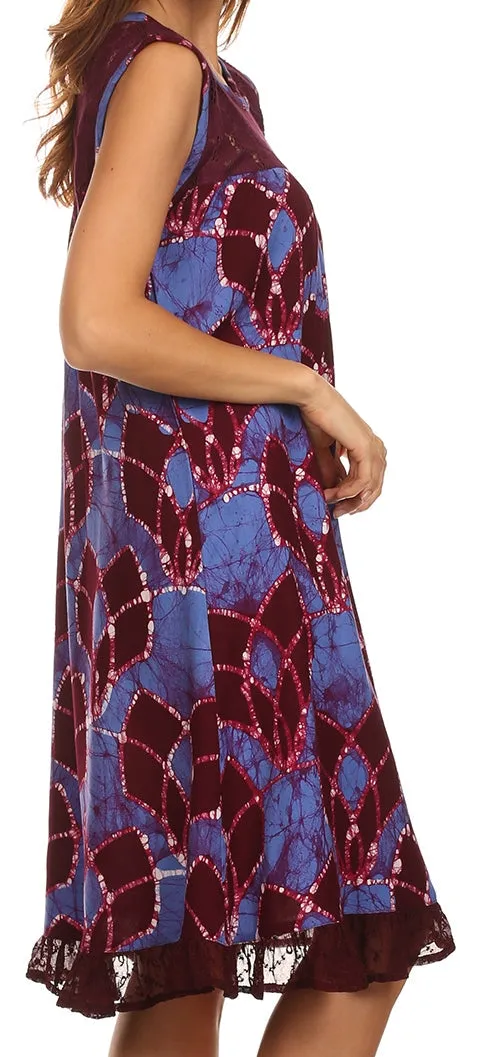 Sakkas Mindy Two Tone Sleeveless Mid Length Dress