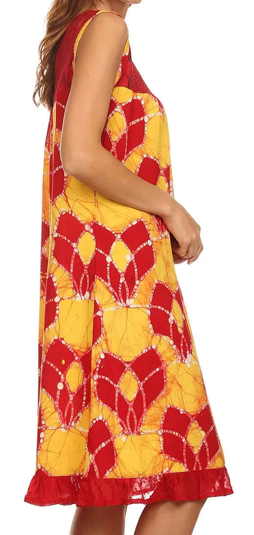Sakkas Mindy Two Tone Sleeveless Mid Length Dress
