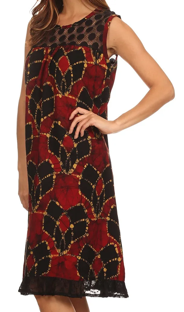 Sakkas Mindy Two Tone Sleeveless Mid Length Dress