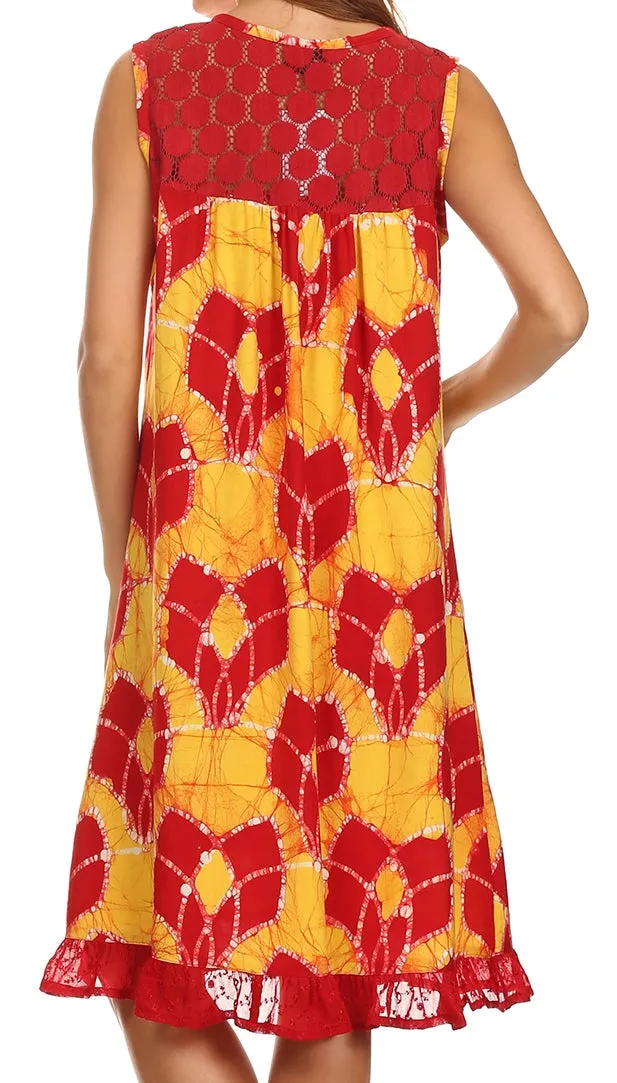 Sakkas Mindy Two Tone Sleeveless Mid Length Dress
