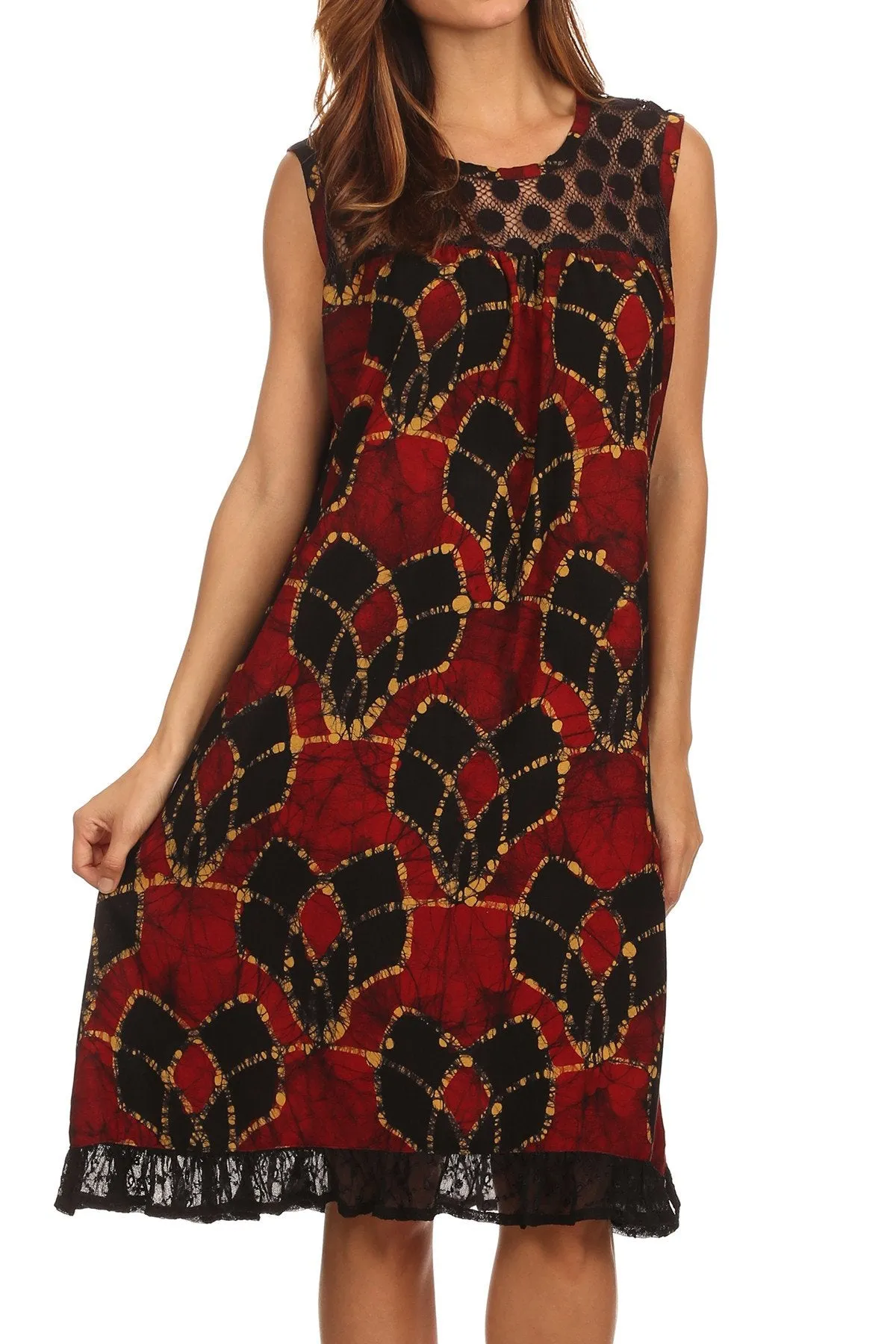 Sakkas Mindy Two Tone Sleeveless Mid Length Dress