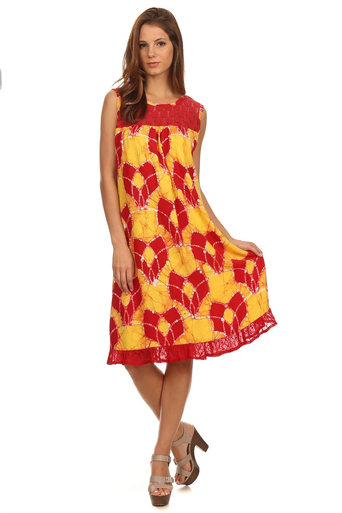 Sakkas Mindy Two Tone Sleeveless Mid Length Dress