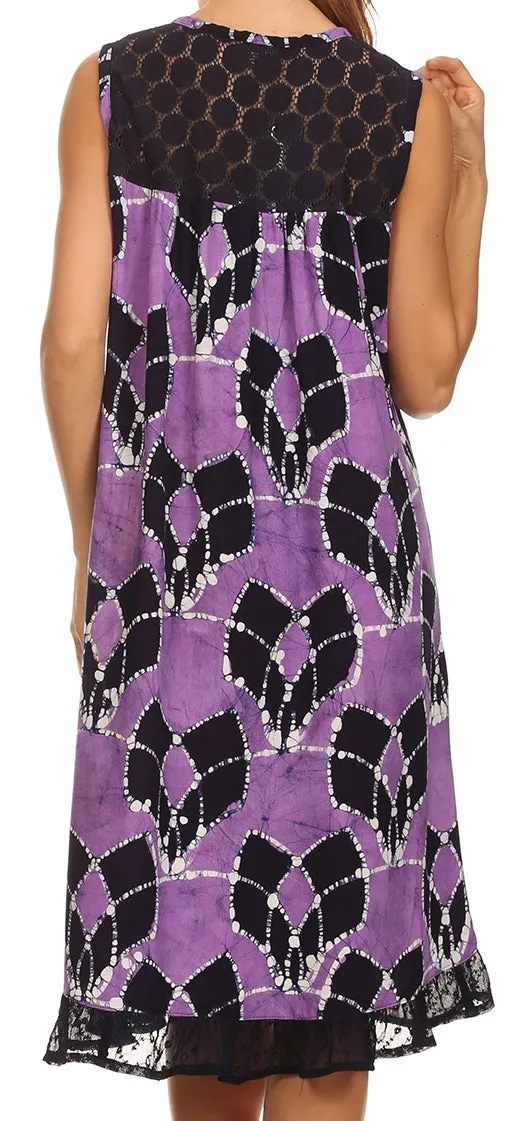 Sakkas Mindy Two Tone Sleeveless Mid Length Dress