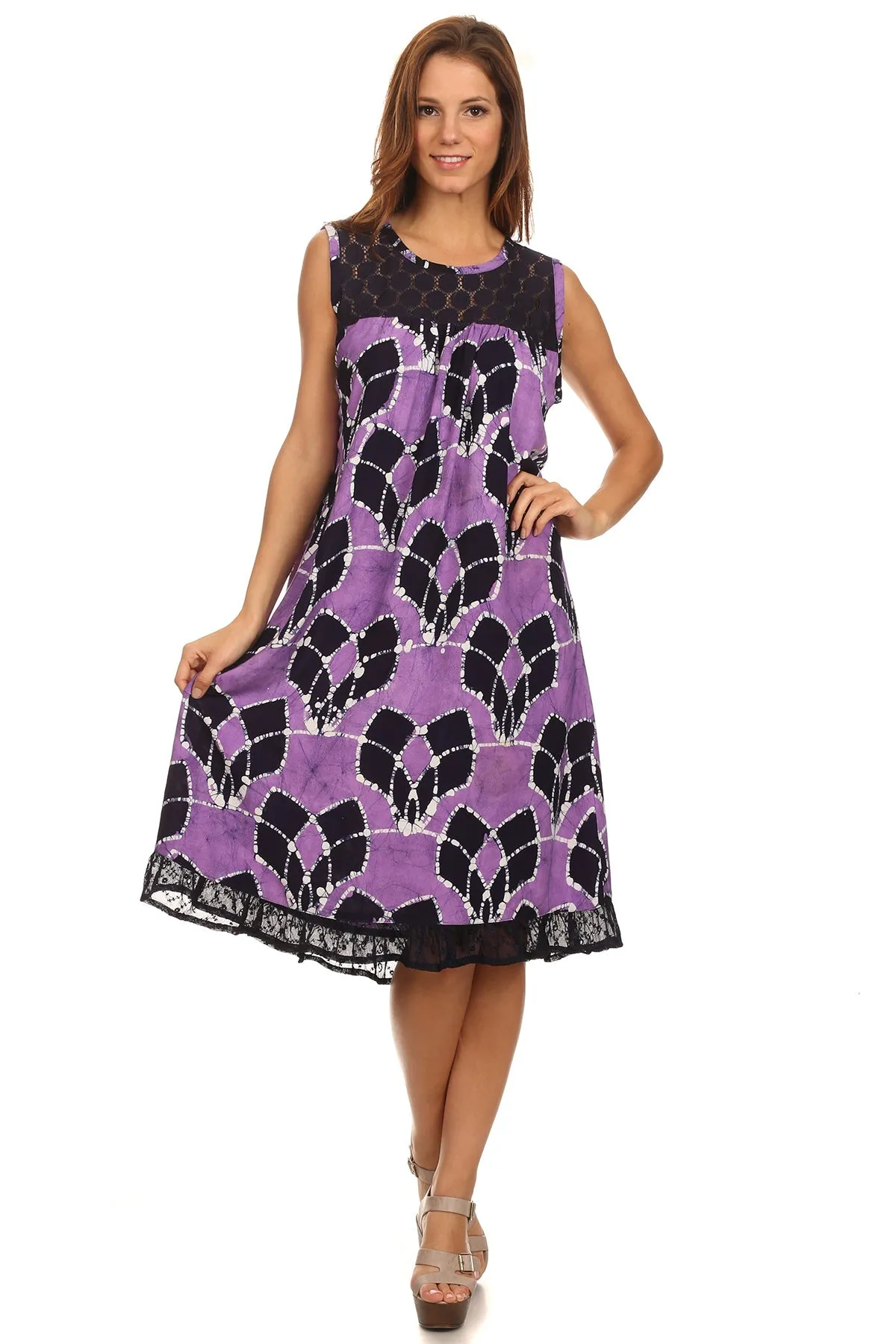 Sakkas Mindy Two Tone Sleeveless Mid Length Dress