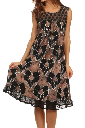 Sakkas Mindy Two Tone Sleeveless Mid Length Dress