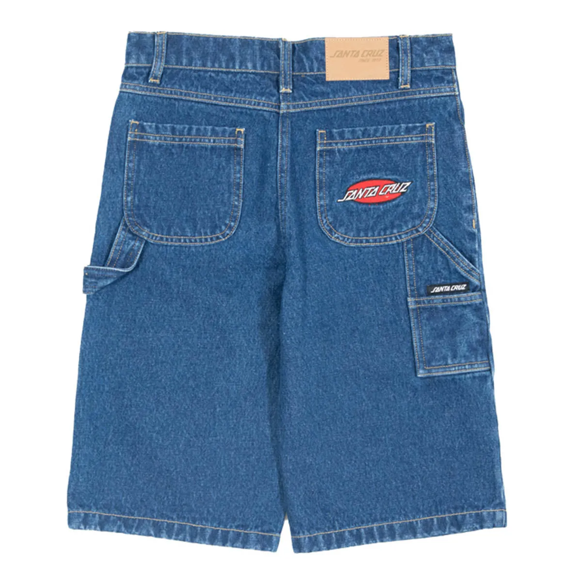 Santa Cruz - Oval Strip Youth Carpenter Shorts Washed Indigo