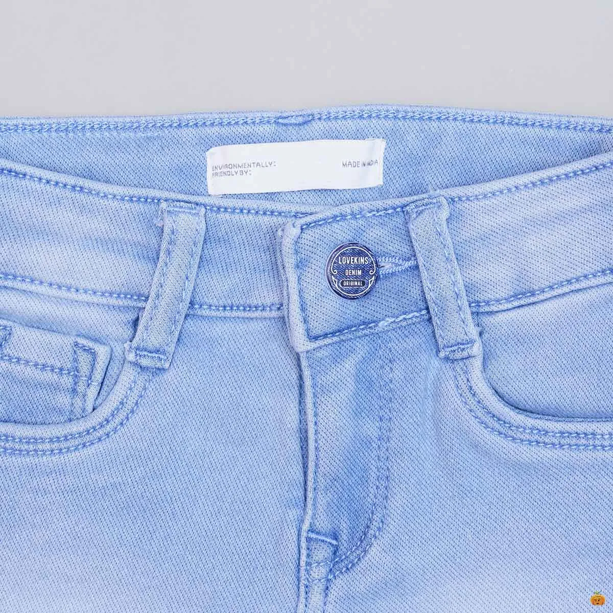 Solid Denim Girls Shorts