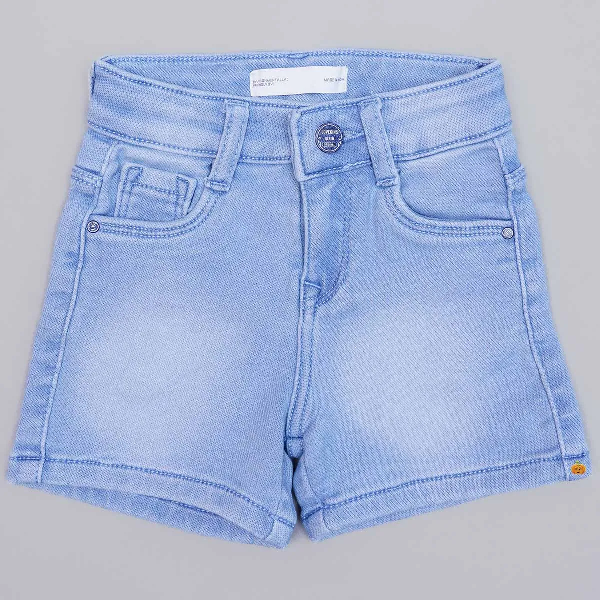 Solid Denim Girls Shorts