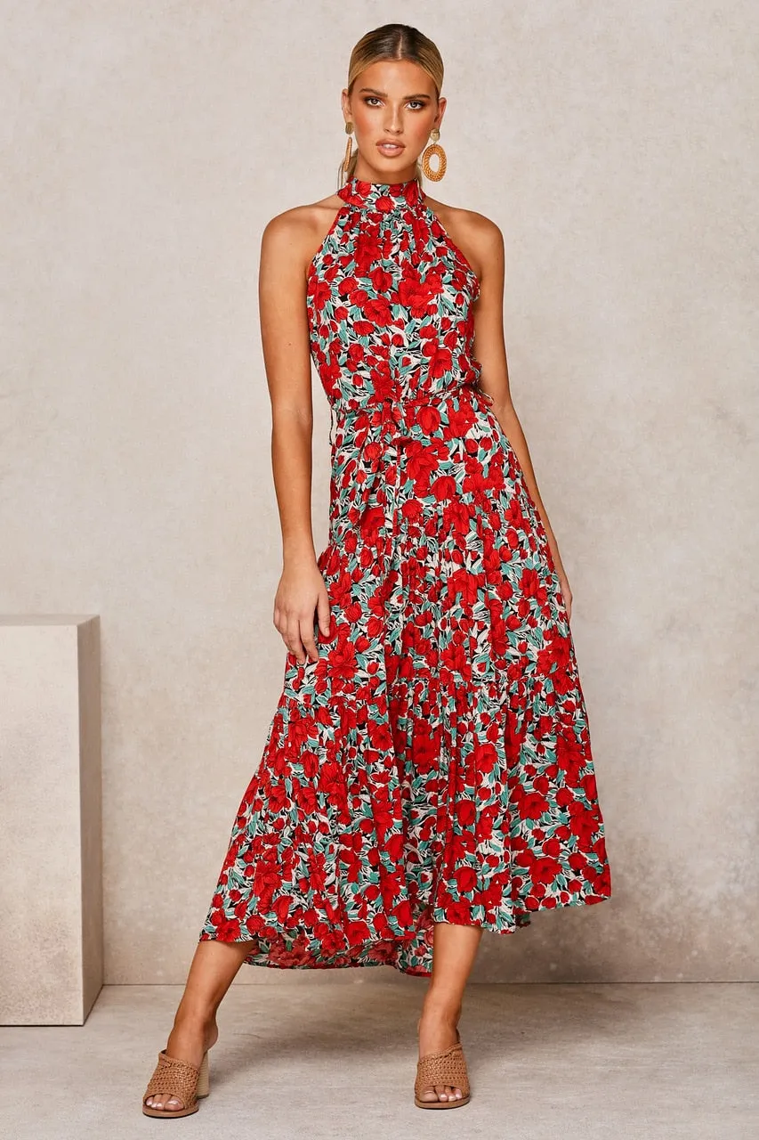 Summer Long Polka Dot Casual Sexy Halter Strapless Yellow Sundress