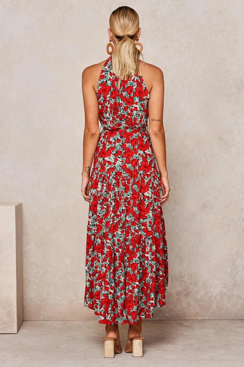 Summer Long Polka Dot Casual Sexy Halter Strapless Yellow Sundress