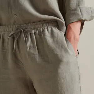 The Men's Linen Trouser - Moss