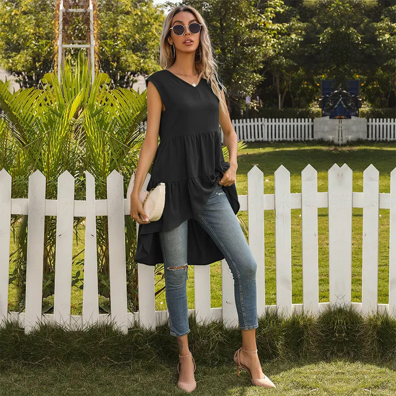 V-Neck Ruffle Tunic Tank