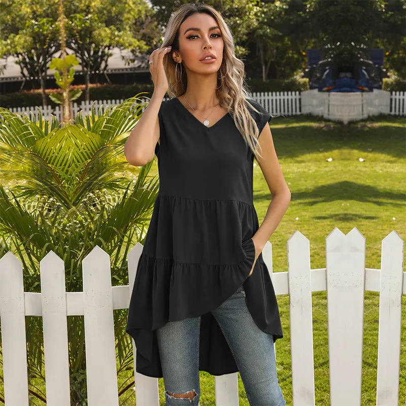 V-Neck Ruffle Tunic Tank