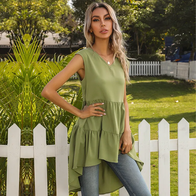 V-Neck Ruffle Tunic Tank
