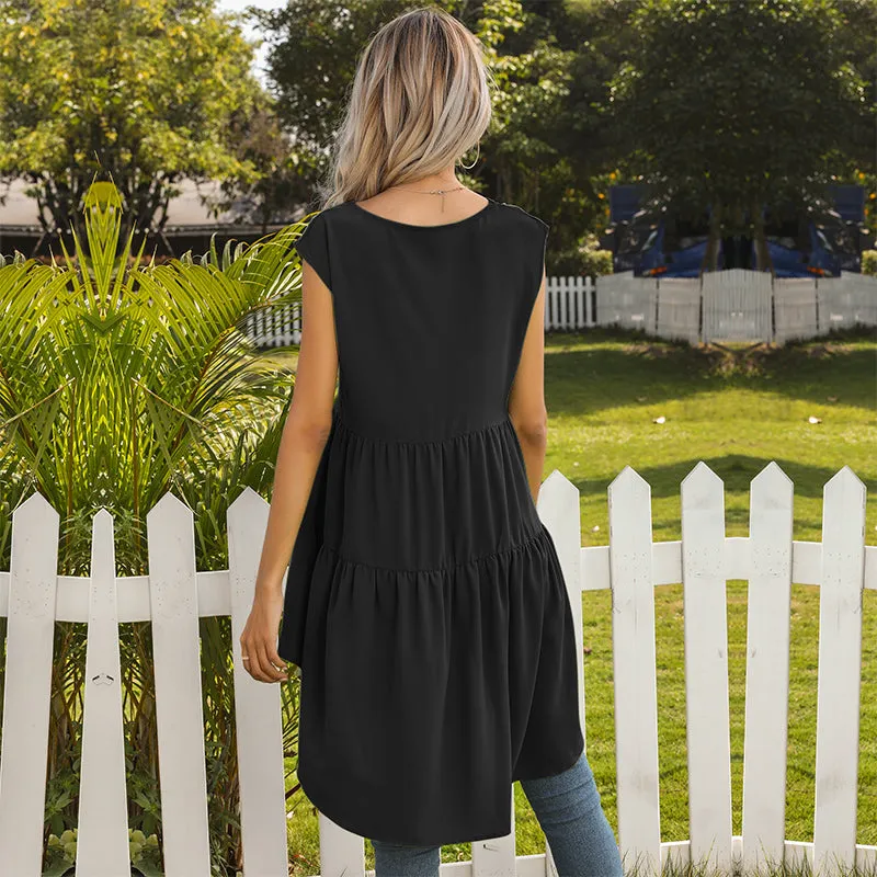 V-Neck Ruffle Tunic Tank