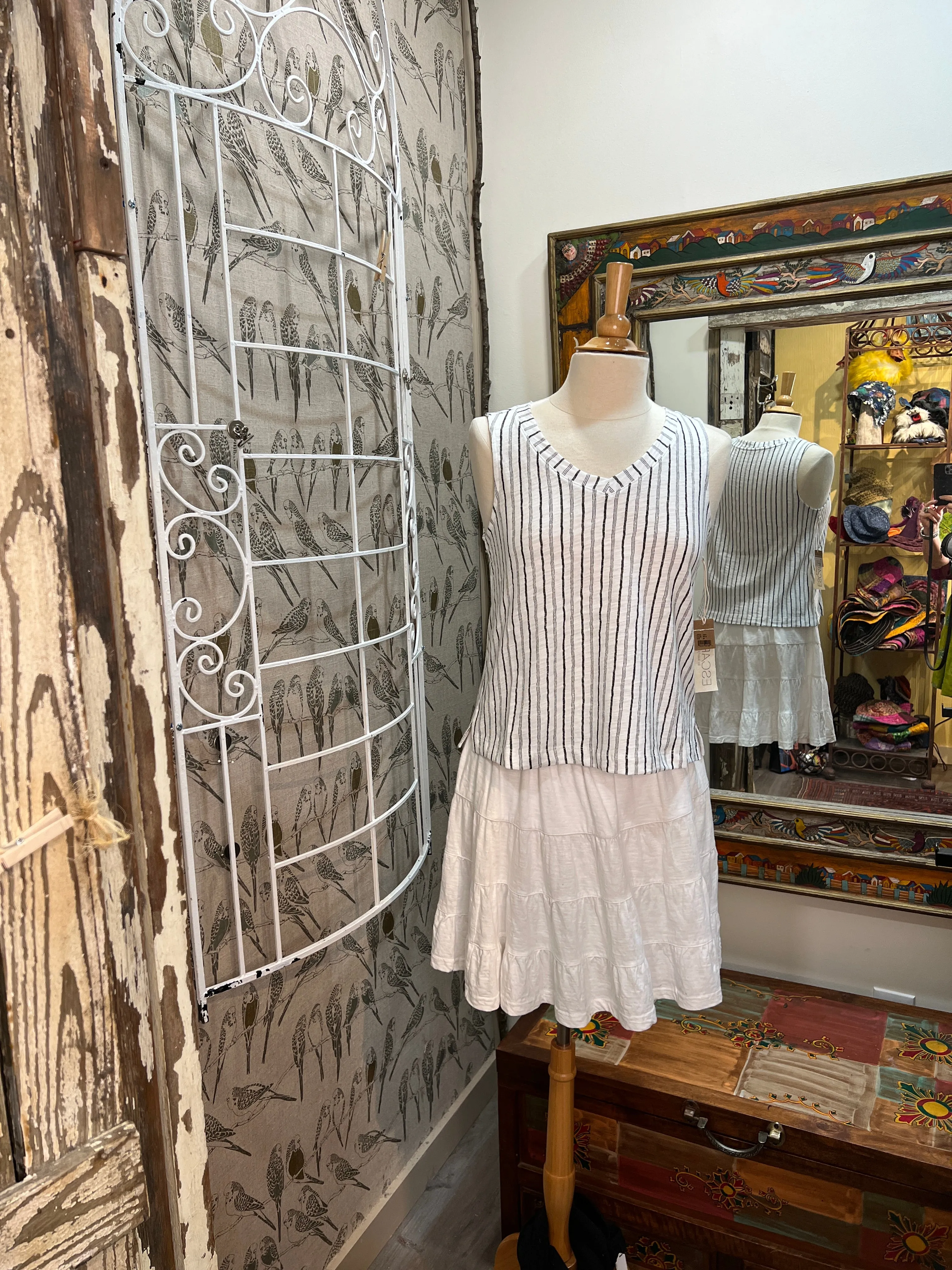 V-Neck Tank in Stripe Print by Escape