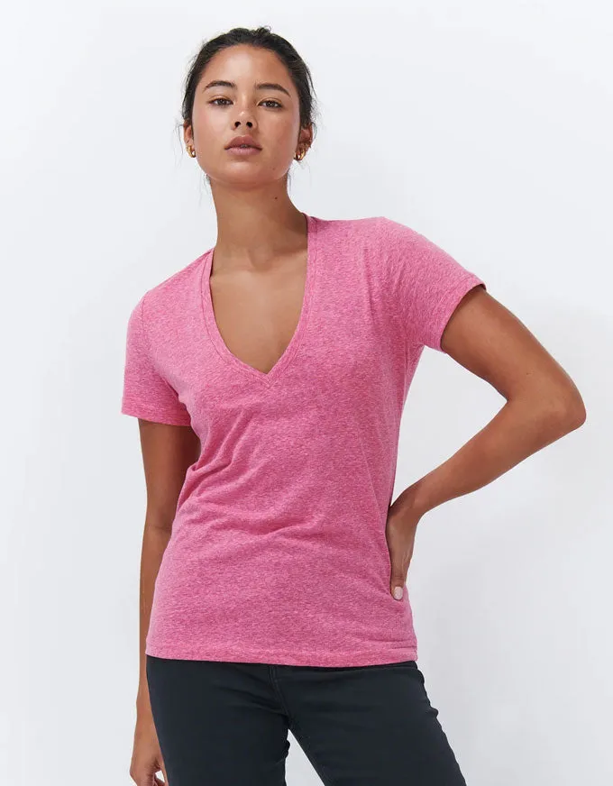 Veronica V Neck Tee Rasberry Marle