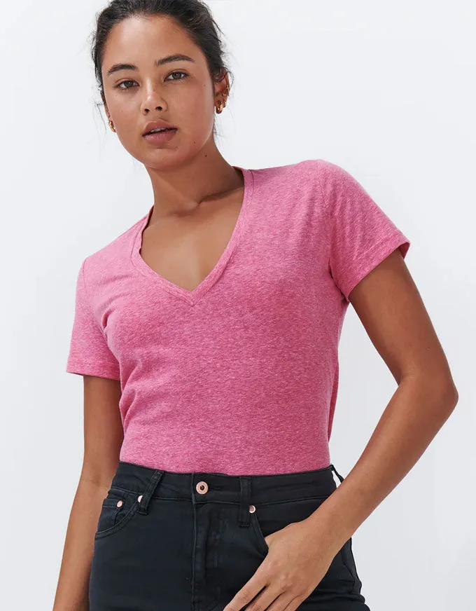 Veronica V Neck Tee Rasberry Marle