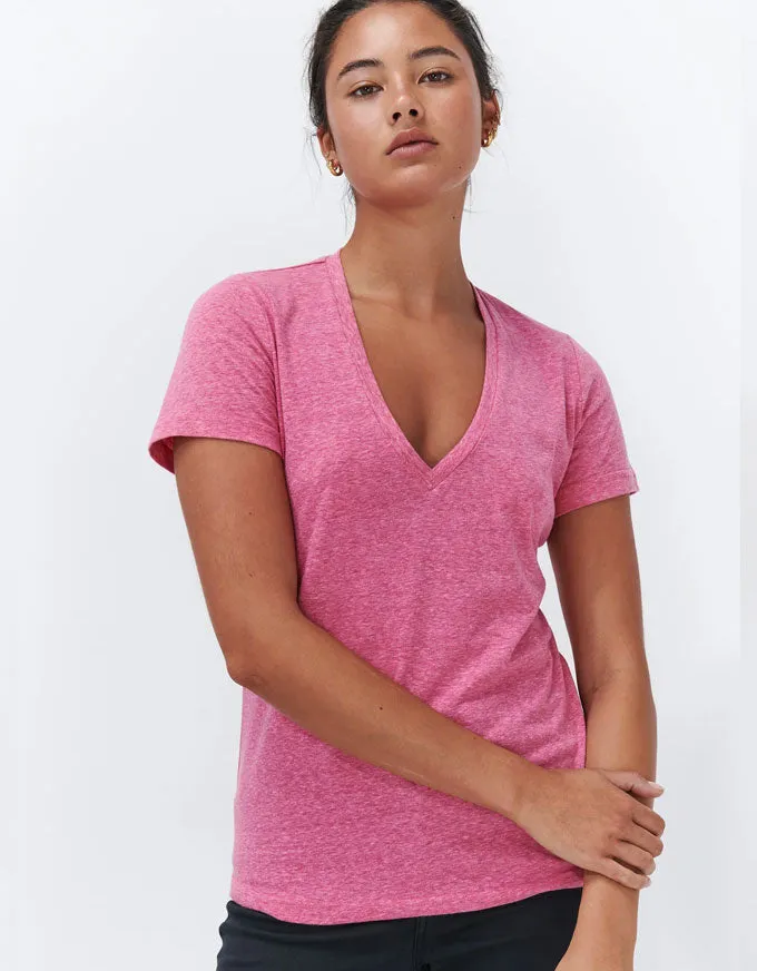 Veronica V Neck Tee Rasberry Marle