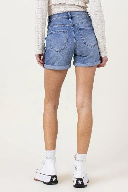 Vibrant M.i.U Denim Shorts w/ Pin Tuck Detail