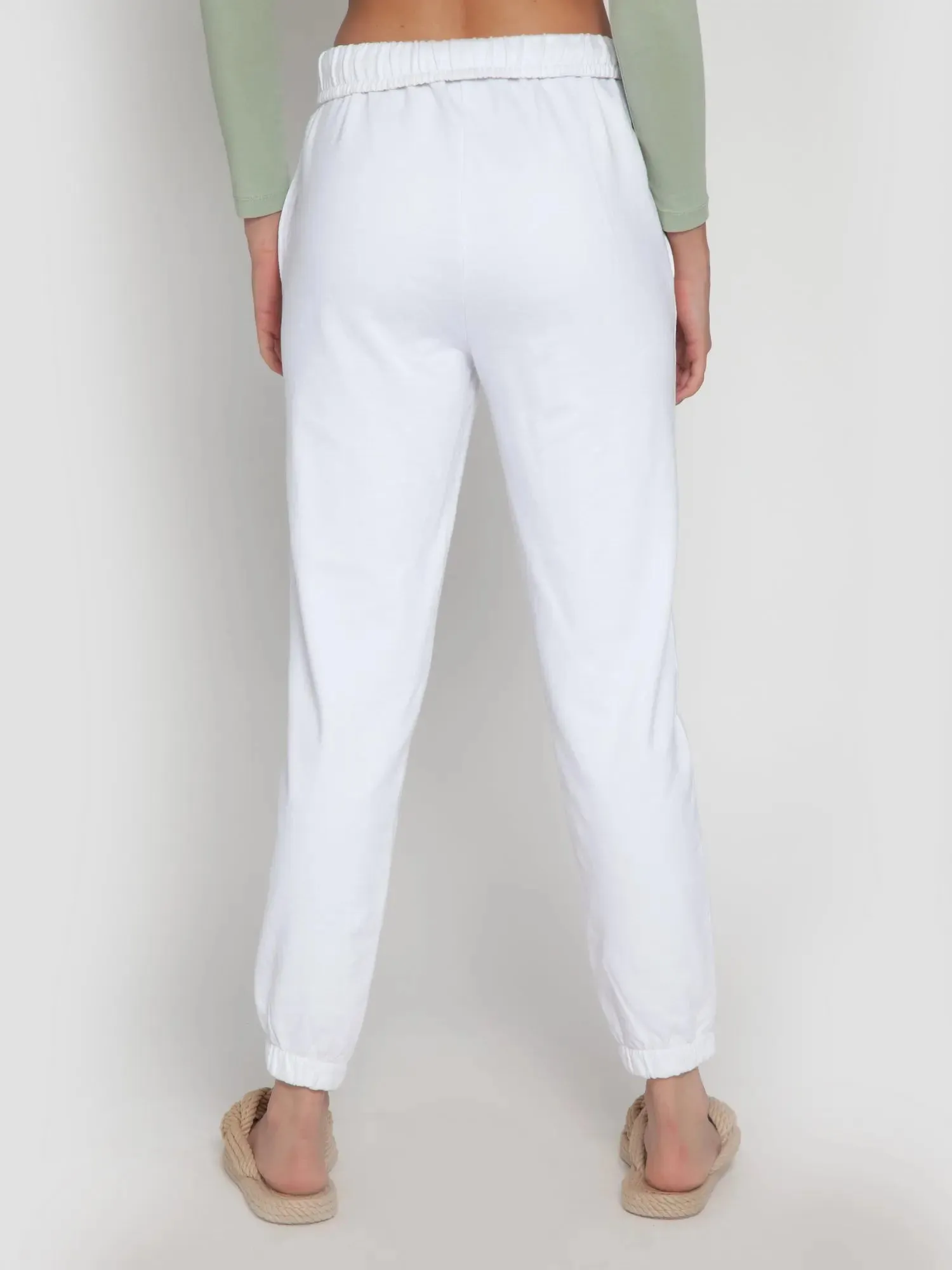 White Rolled-up Jogger