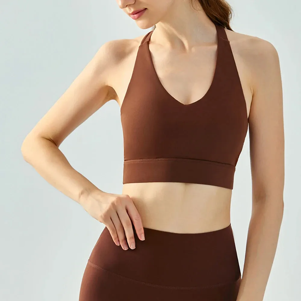 WISYOA Sexy Backless Sports Bra Women Outfits Fitness Top with Push Up Gym Wear Running Training Underwear for Workout Yoga Top