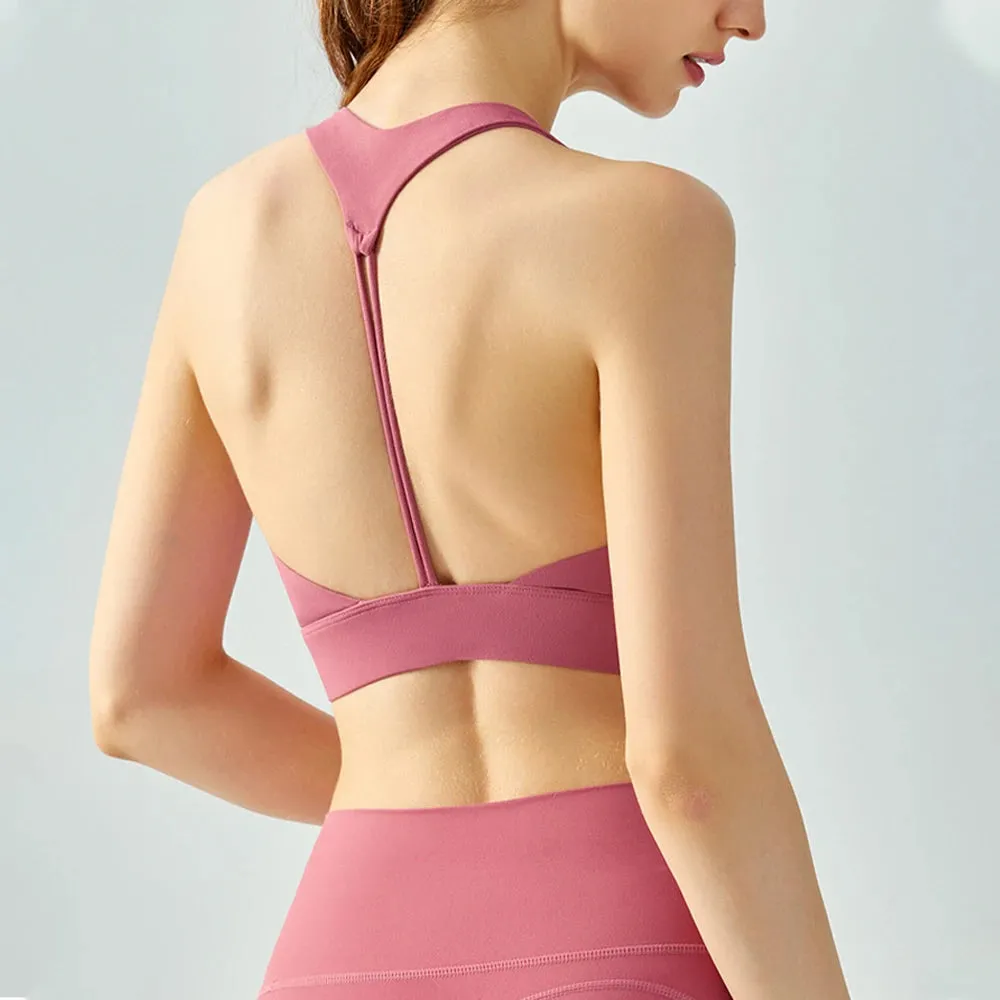 WISYOA Sexy Backless Sports Bra Women Outfits Fitness Top with Push Up Gym Wear Running Training Underwear for Workout Yoga Top