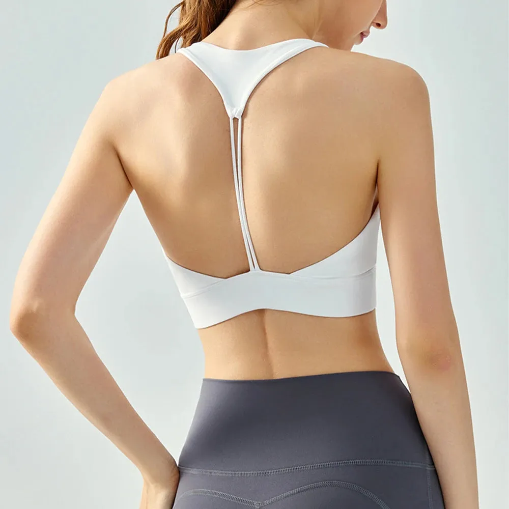 WISYOA Sexy Backless Sports Bra Women Outfits Fitness Top with Push Up Gym Wear Running Training Underwear for Workout Yoga Top
