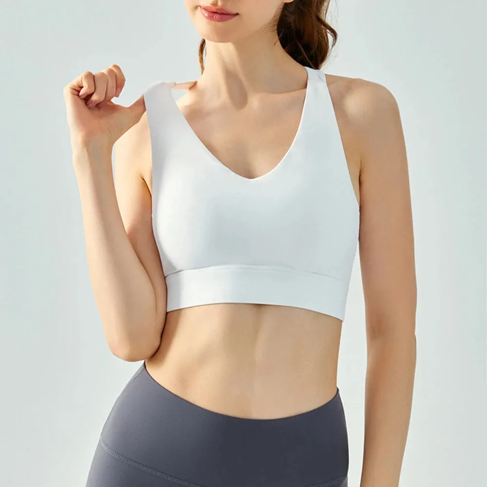 WISYOA Sexy Backless Sports Bra Women Outfits Fitness Top with Push Up Gym Wear Running Training Underwear for Workout Yoga Top