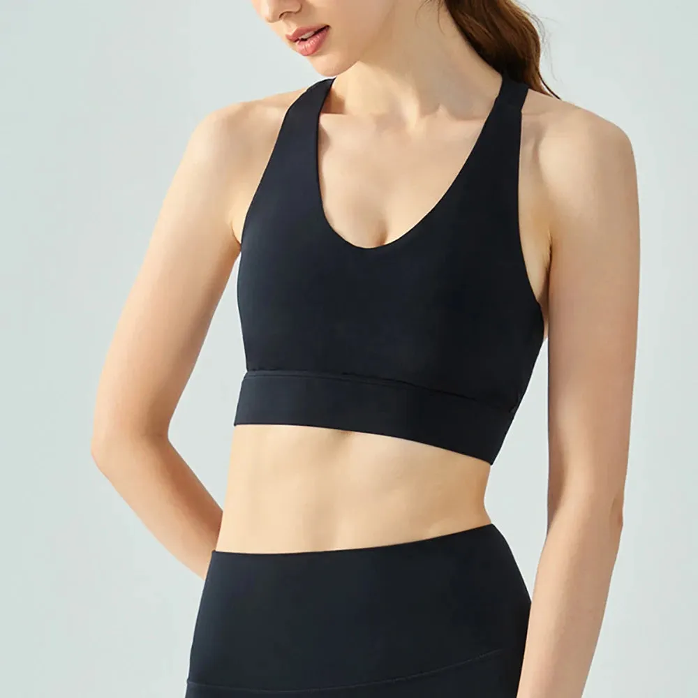 WISYOA Sexy Backless Sports Bra Women Outfits Fitness Top with Push Up Gym Wear Running Training Underwear for Workout Yoga Top