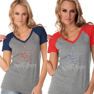 Womens Jersey Contrast V Neck Raglan Short Sleeve Tee-smas