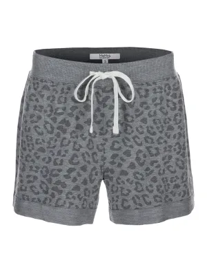 Women's Leopard Print Heathered Terry Lounge Shorts