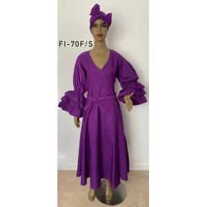 Women's Ruffle Layer Long Sleeve Maxi Wrap Dress - FI-70F/S